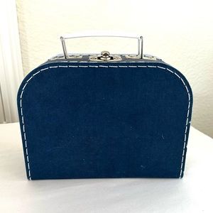 Blue Vintage Retro Paperboard Stitched Suitcase Purse